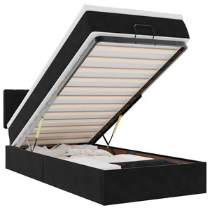 Ottomansk säng med madrass och LED-lampor svart 80x200cm sammet