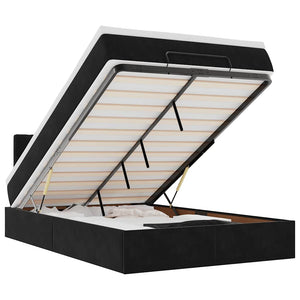 Ottomansk säng med madrass & LED-lampor svart 120x190cm sammet