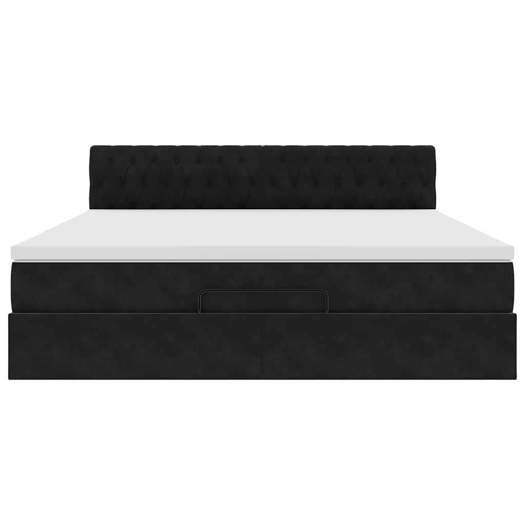 Ottoman sängram med madrass svart 180x200 cm sammet