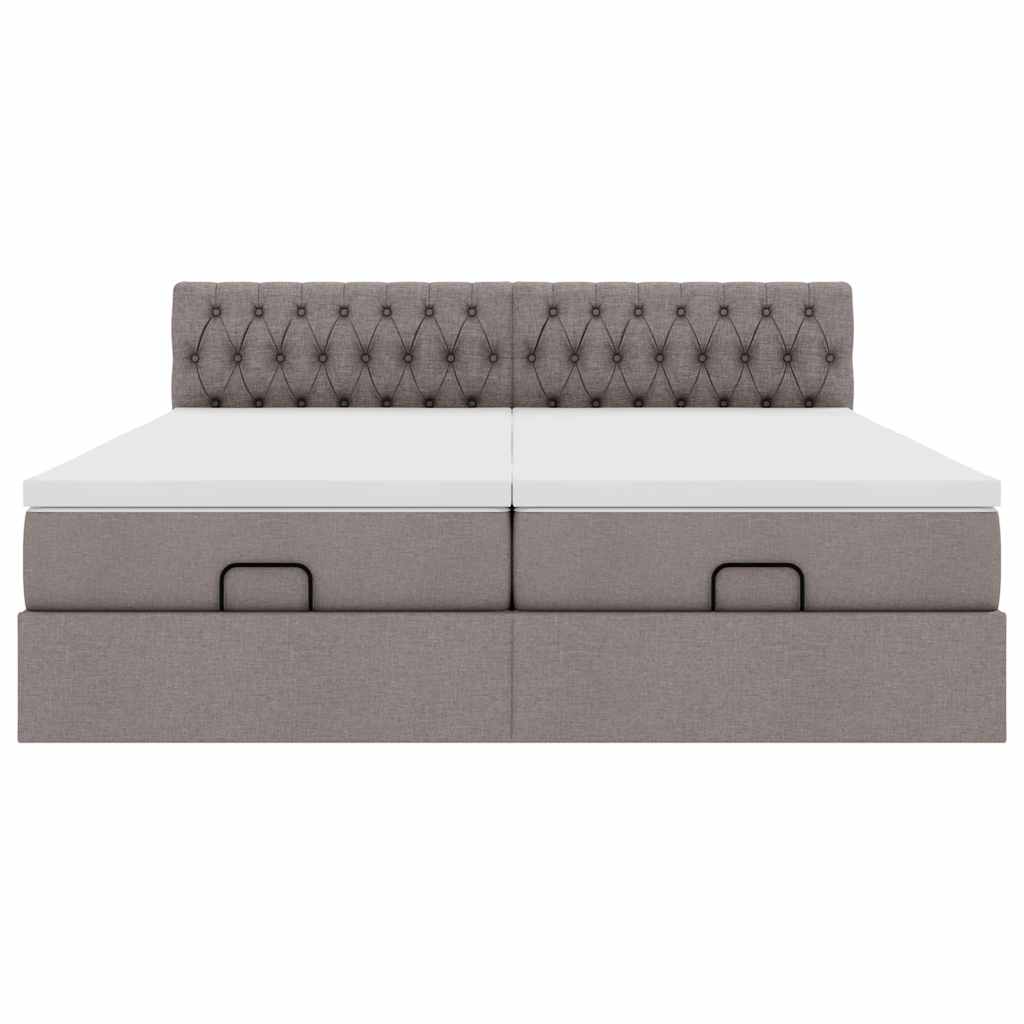 Ottoman sängram med madrasser taupe 180x200 cm tyg