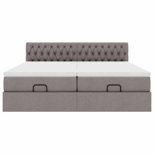 Ottoman sängram med madrasser taupe 180x200 cm tyg