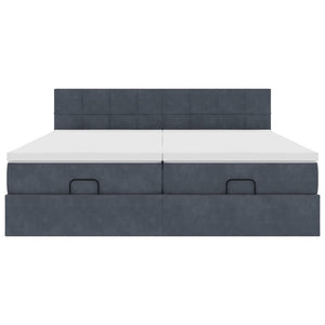Ottoman sängram med madrasser mörkgrå 160x200 cm sammet