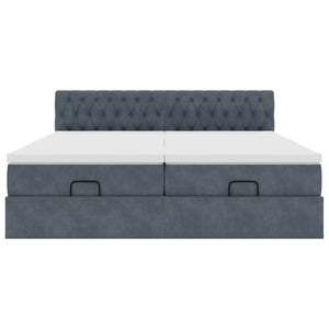 Ottoman sängram med madrasser mörkgrå 180x200 cm sammet