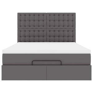 Ottoman sängram med madrass grå 140x200 cm konstläder