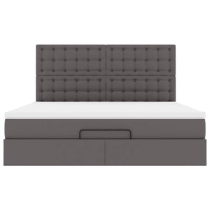 Ottoman sängram med madrass grå 180x200 cm konstläder