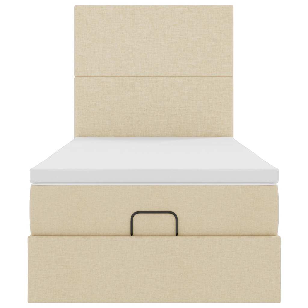Ottoman säng med madrass gräddvit 100x200 cm tyg