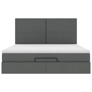 Ottoman sängram med madrass mörkgrå 160x200 cm tyg