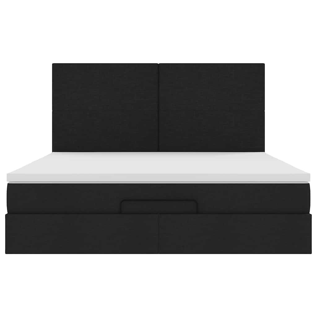 Ottoman sängram med madrass svart 180x200 cm tyg