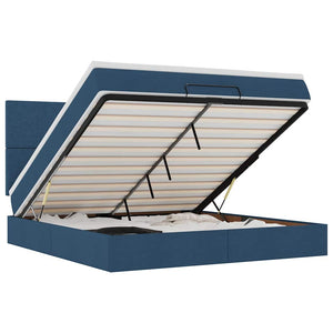 Ottoman sängram med madrass blå 180x200 cm tyg