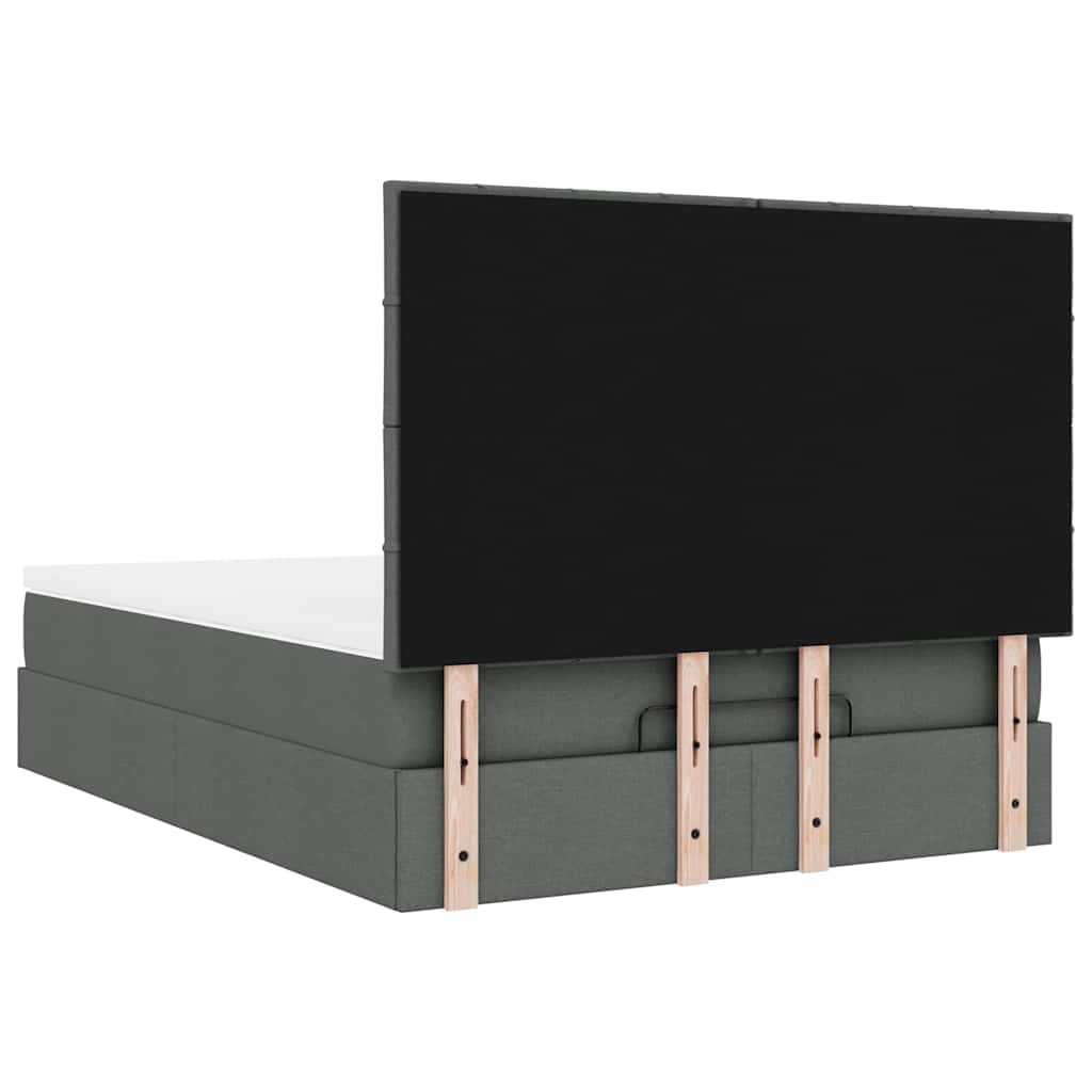 Ottoman sängram med madrass mörkgrå 140x200 cm tyg