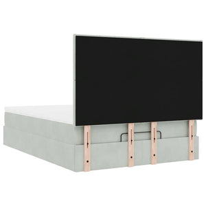 Ottoman sängram med madrasser ljusgrå 140x200 cm sammet