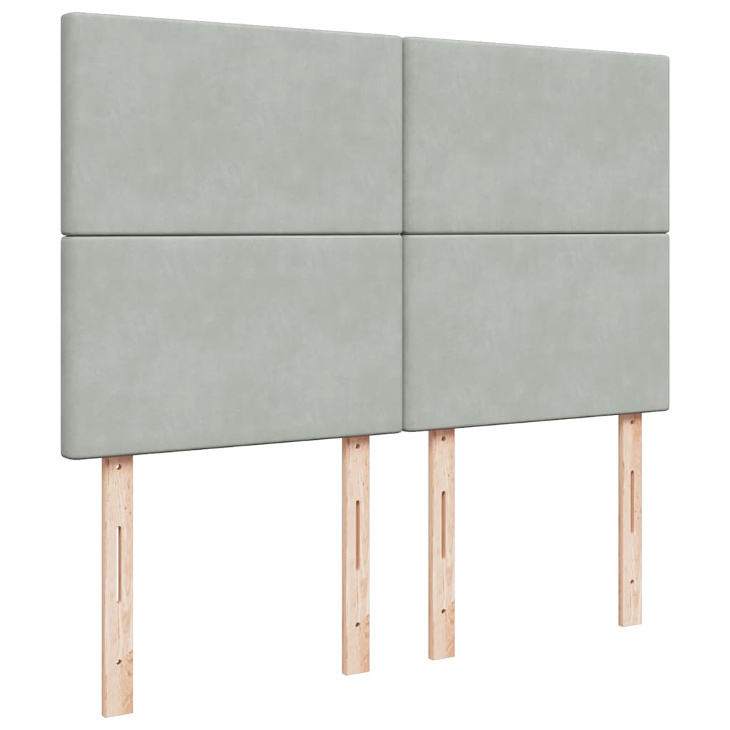 Ottoman sängram med madrasser ljusgrå 140x200 cm sammet