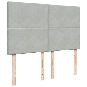 Ottoman sängram med madrasser ljusgrå 140x200 cm sammet