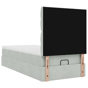 Ottoman sängram med madrasser ljusgrå 90x190 cm sammet