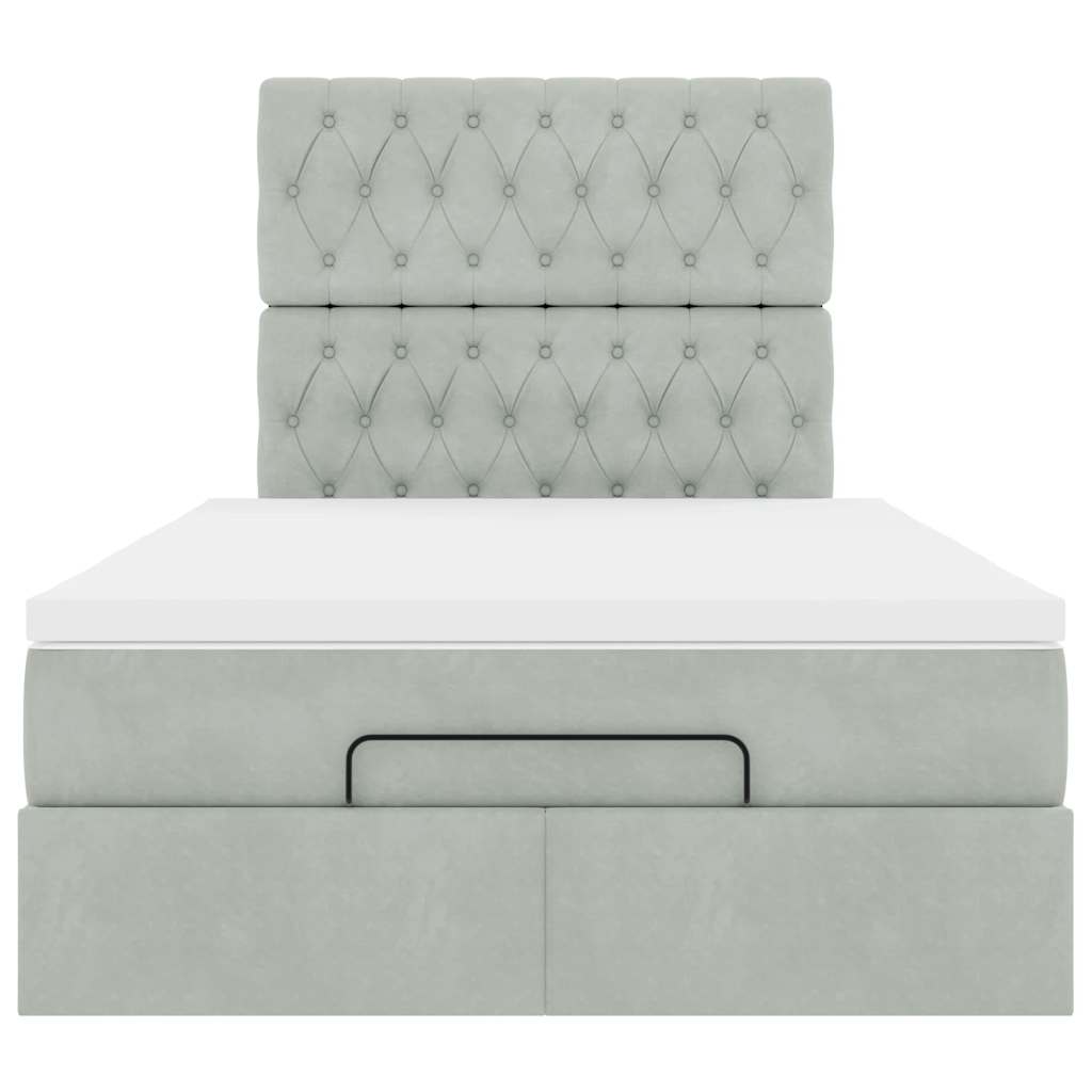 Ottoman sängram med madrasser ljusgrå 120x200 cm sammet