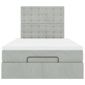 Ottoman sängram med madrasser ljusgrå 120x200 cm sammet