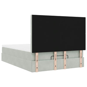 Ottoman sängram med madrasser ljusgrå 140x200 cm sammet