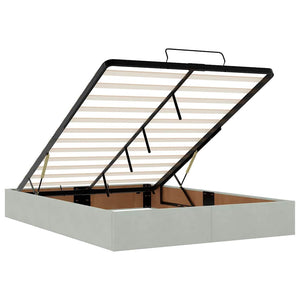 Ottoman sängram med madrasser ljusgrå 140x200 cm sammet