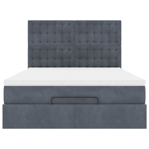 Ottoman sängram med madrasser mörkgrå 140x200 cm sammet