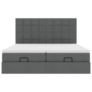 Ottoman sängram med madrasser mörkgrå 200x200 cm tyg