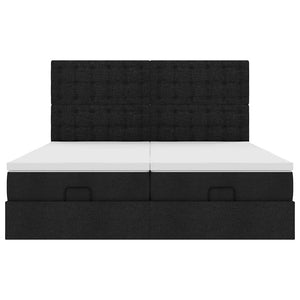 Ottoman sängram med madrasser svart 200x200 cm tyg