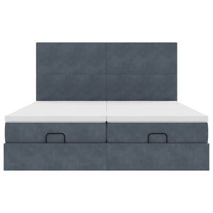 Ottoman sängram med madrasser mörkgrå 160x200 cm sammet