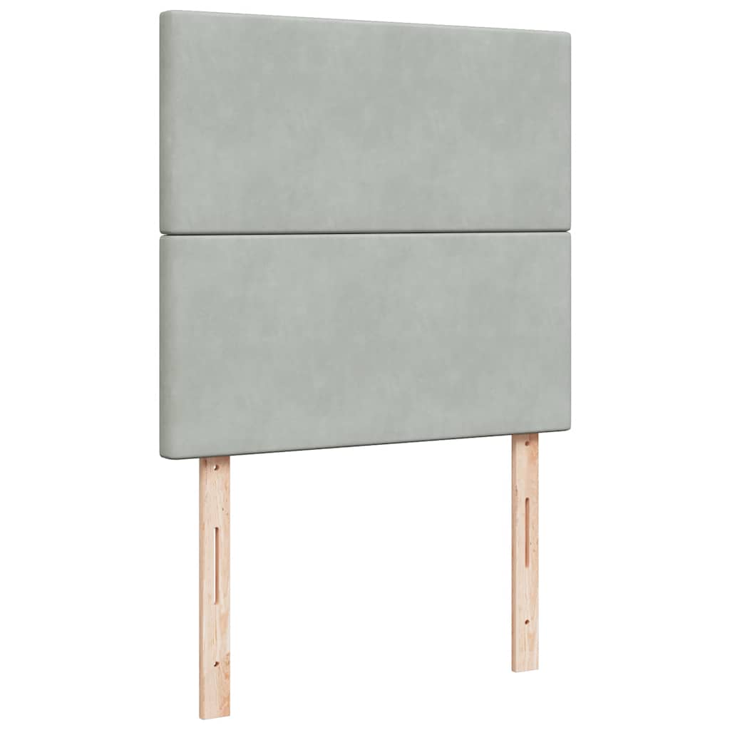 Ottoman sängram med madrasser ljusgrå 200x200 cm sammet