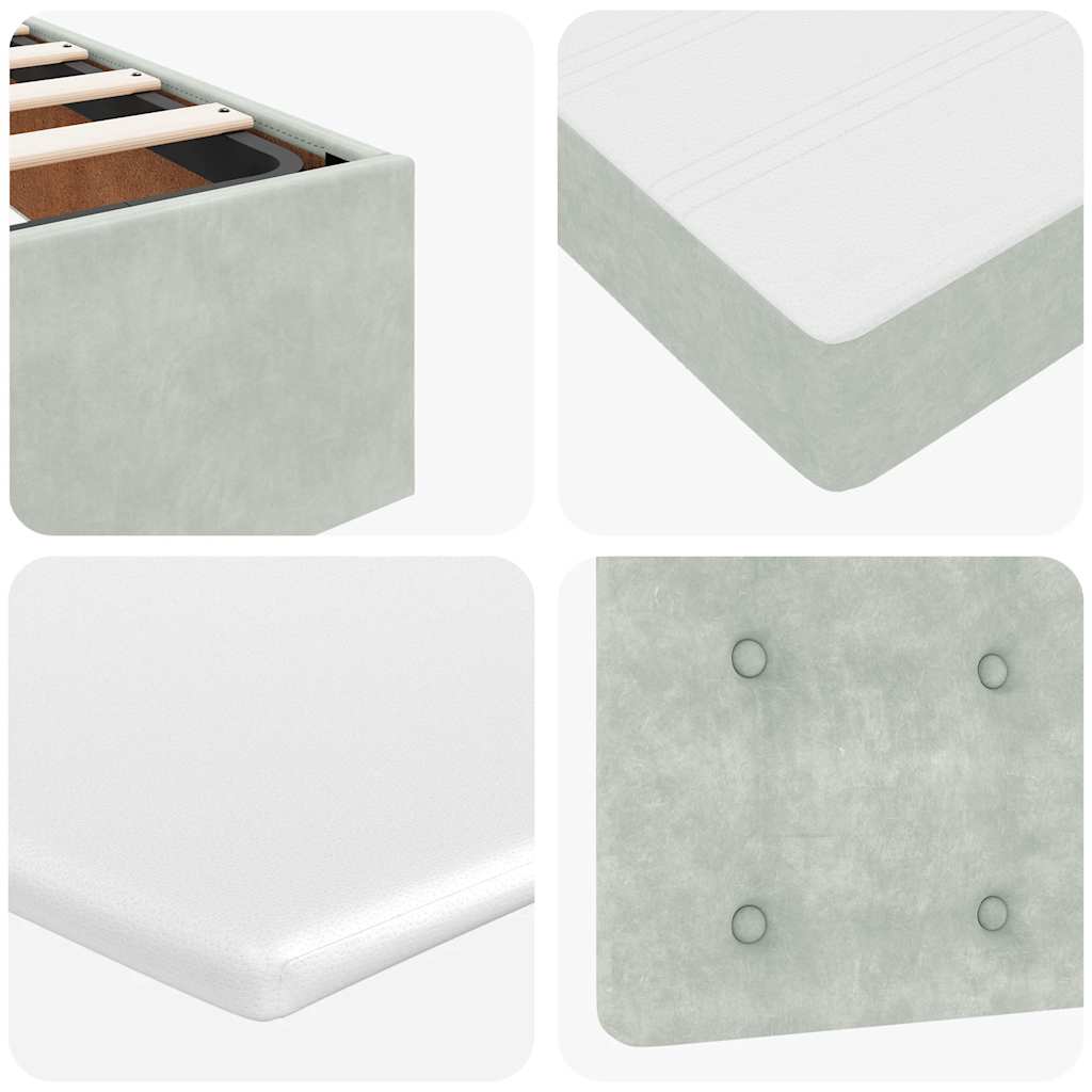 Ottoman sängram med madrasser ljusgrå 180x200 cm sammet