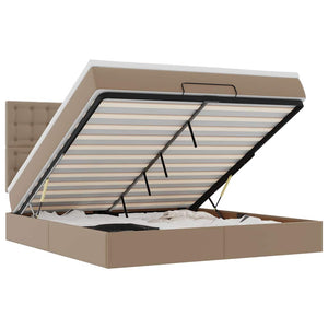 Ottoman sängram med madrass cappuccino 160x200 cm konstläder