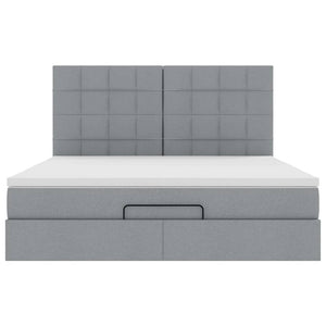Ottoman sängram med madrass ljusgrå 180x200 cm tyg