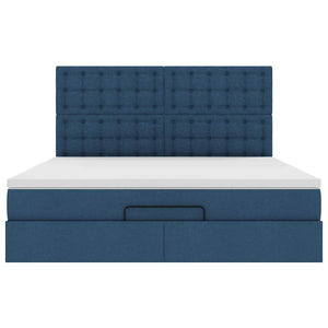 Ottoman sängram med madrass blå 160x200 cm tyg