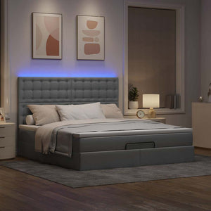 Ottoman sängram med madrass ljusgrå 180x200 cm tyg