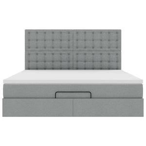 Ottoman sängram med madrass ljusgrå 180x200 cm tyg