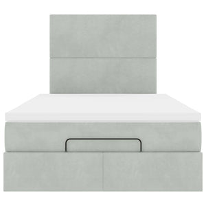 Ottoman sängram med madrasser ljusgrå 120x200 cm sammet