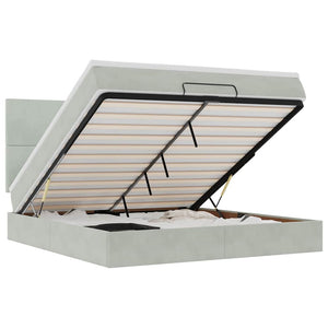 Ottoman sängram med madrasser ljusgrå 160x200 cm sammet