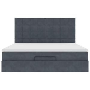 Ottoman sängram med madrasser mörkgrå 180x200 cm sammet