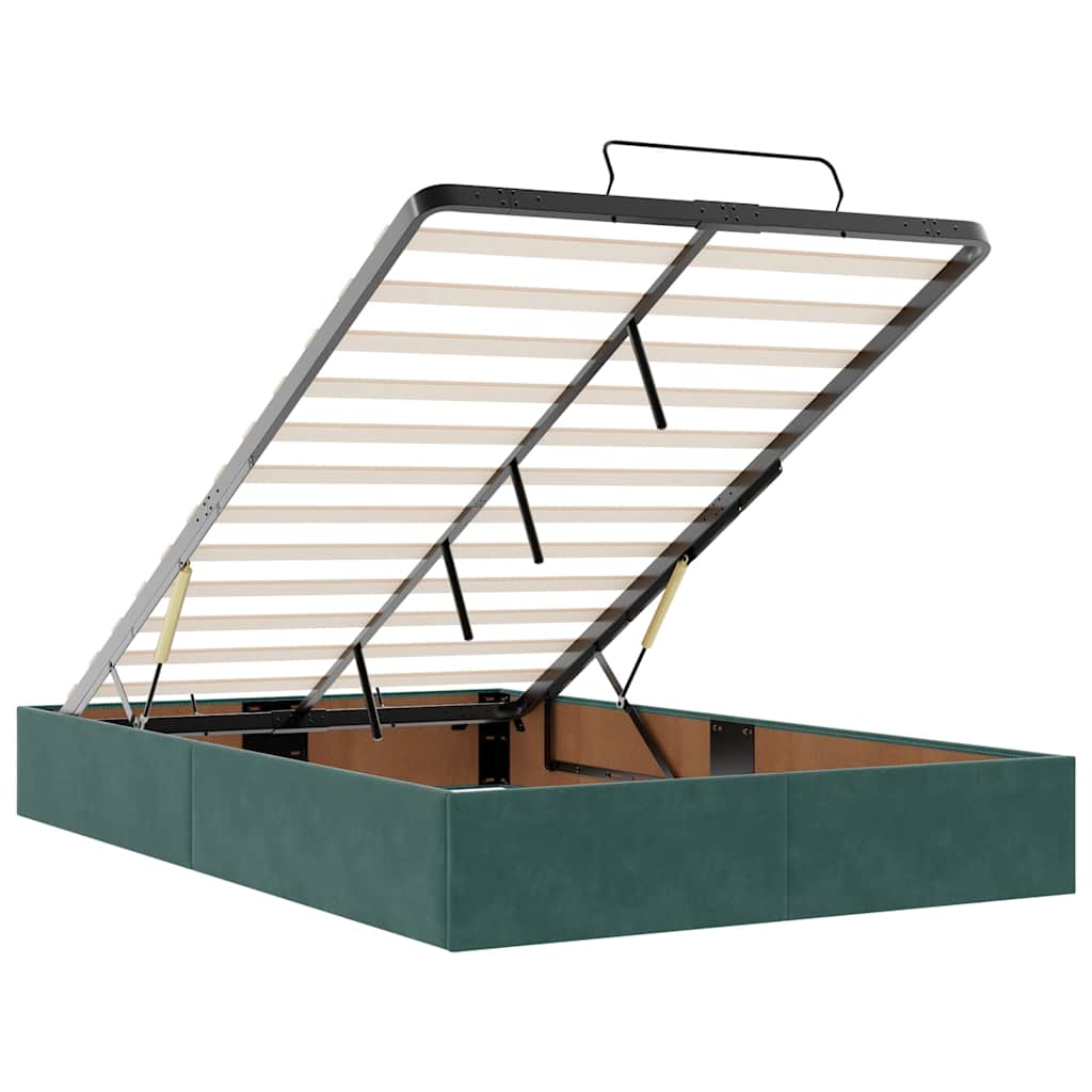 Ottoman sängram med madrasser mörkgrön 120x190 cm sammet