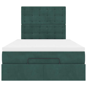 Ottoman sängram med madrasser mörkgrön 120x200 cm sammet