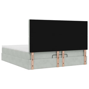 Ottoman sängram med madrasser ljusgrå 160x200 cm sammet