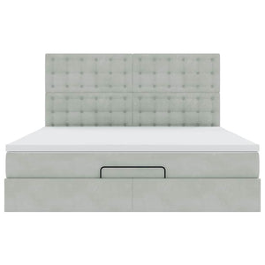 Ottoman sängram med madrasser ljusgrå 160x200 cm sammet