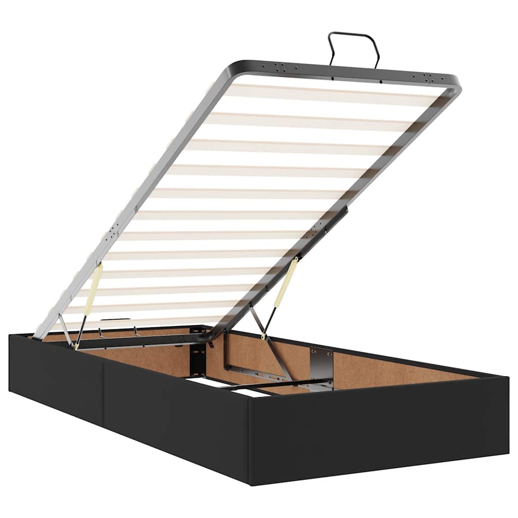 Ottomansk säng med madrasser&LEDs svart 160x200cm konstläder