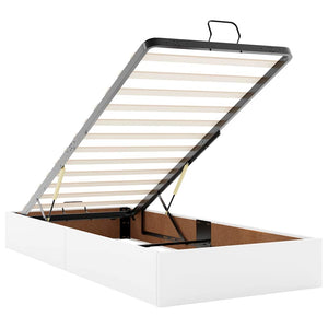 Ottomansk säng med madrasser&LEDs ren vit 160x200cm konstläder