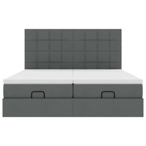 Ottoman sängram med madrasser mörkgrå 180x200 cm tyg