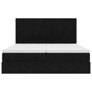 Ottoman sängram med madrasser svart 200x200 cm sammet