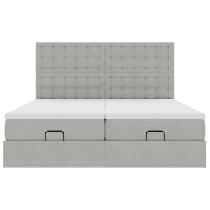 Ottoman sängram med madrasser ljusgrå 160x200 cm sammet