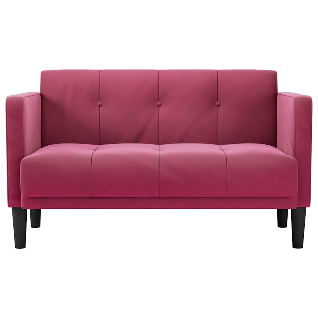 Loveseat soffa vinröd 111 cm sammet