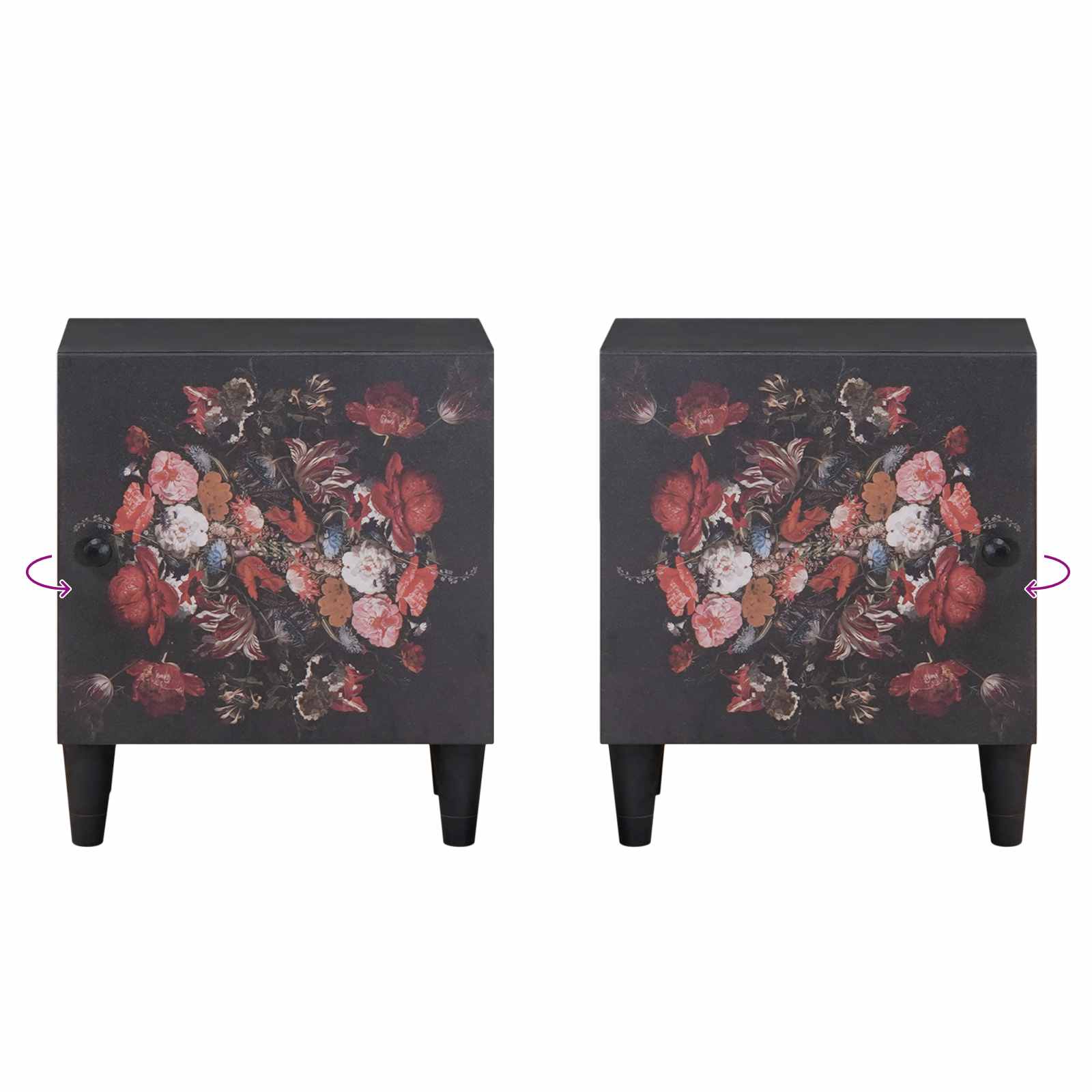 Sängbord med Dörr 2 pcs Svart 40 x 33 x 46 cm Massivt mangoträ