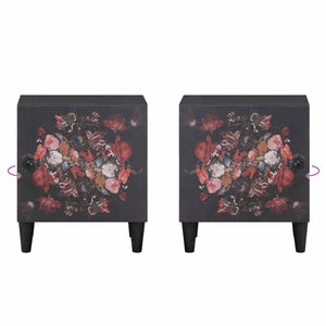 Sängbord med Dörr 2 pcs Svart 40 x 33 x 46 cm Massivt mangoträ