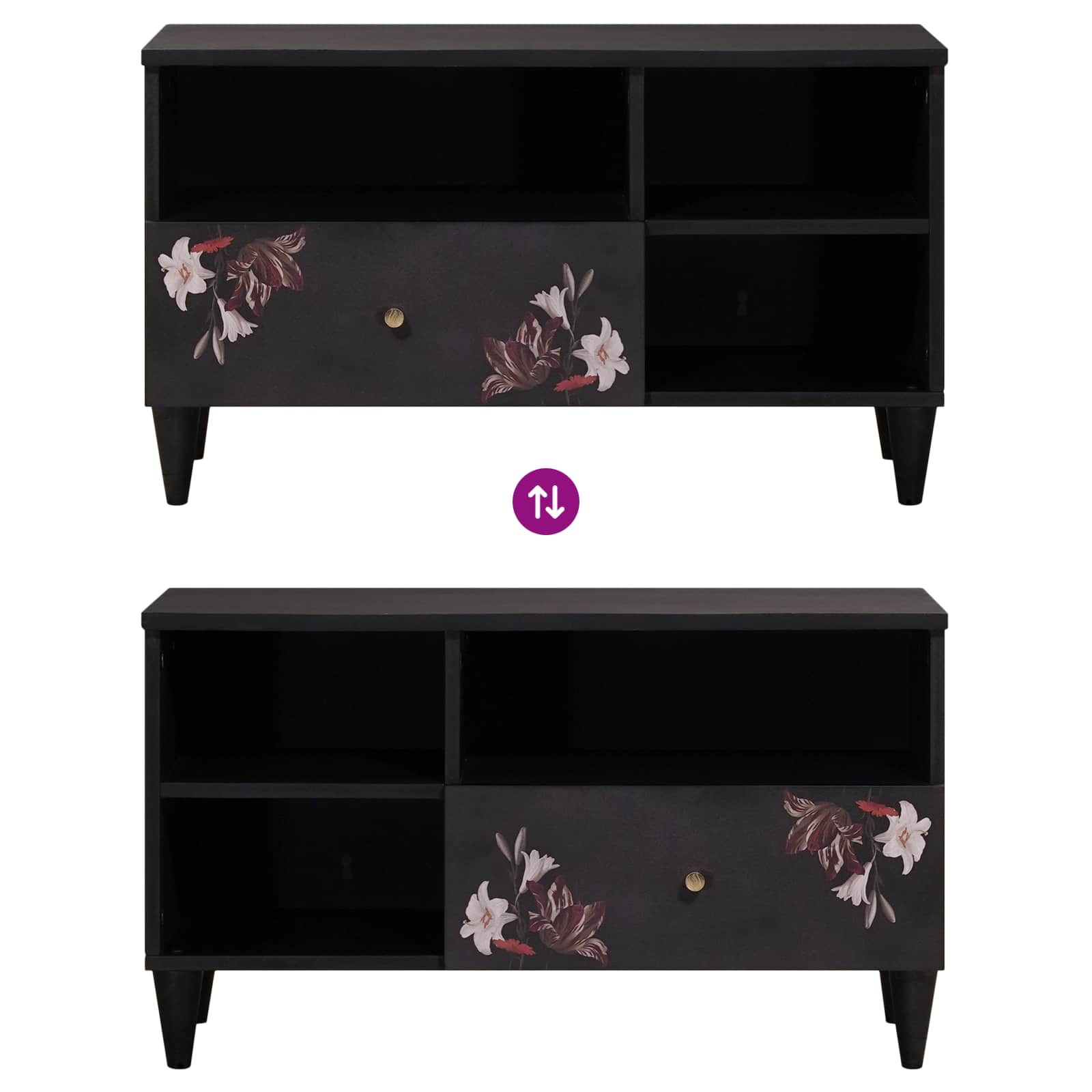 Förvaringsskåp med låda Flerfärgsdesign 80 x 33,5 x 46 cm