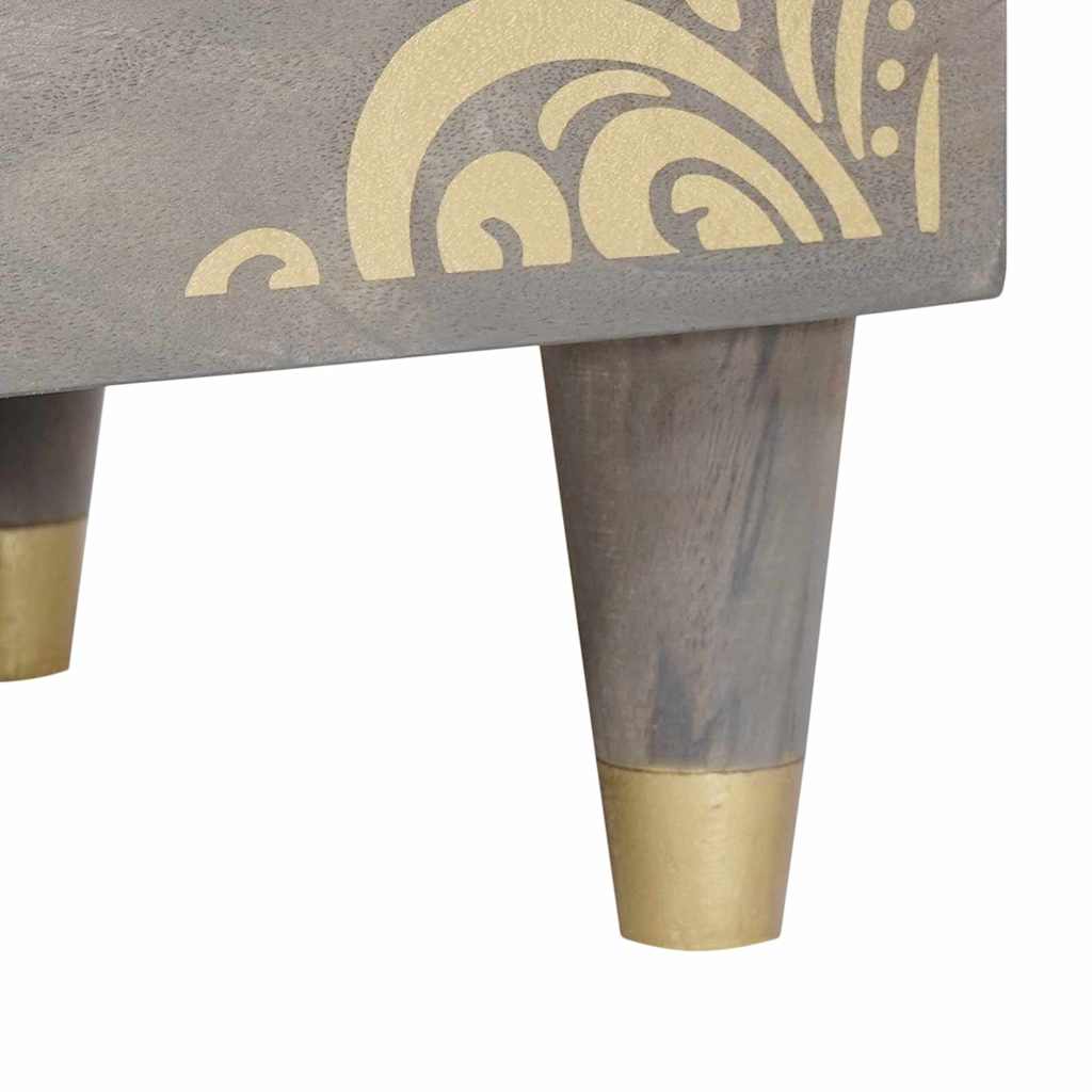 Nattduksbord med låda Grå 50 x 33 x 62 cm Massivt mangoträ